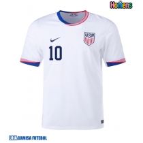 Camisa de Futebol Estados Unidos Christian Pulisic #10 Equipamento Principal Copa America 2024 Manga Curta